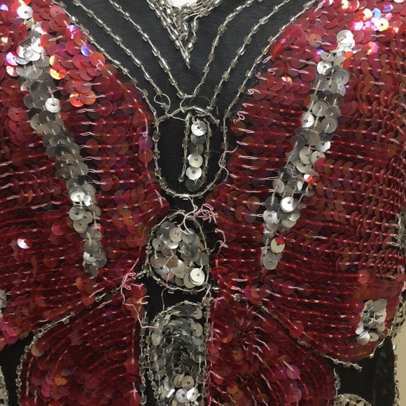 Vintage Butterfly Sequin Beaded Top - Picture 6 of 8